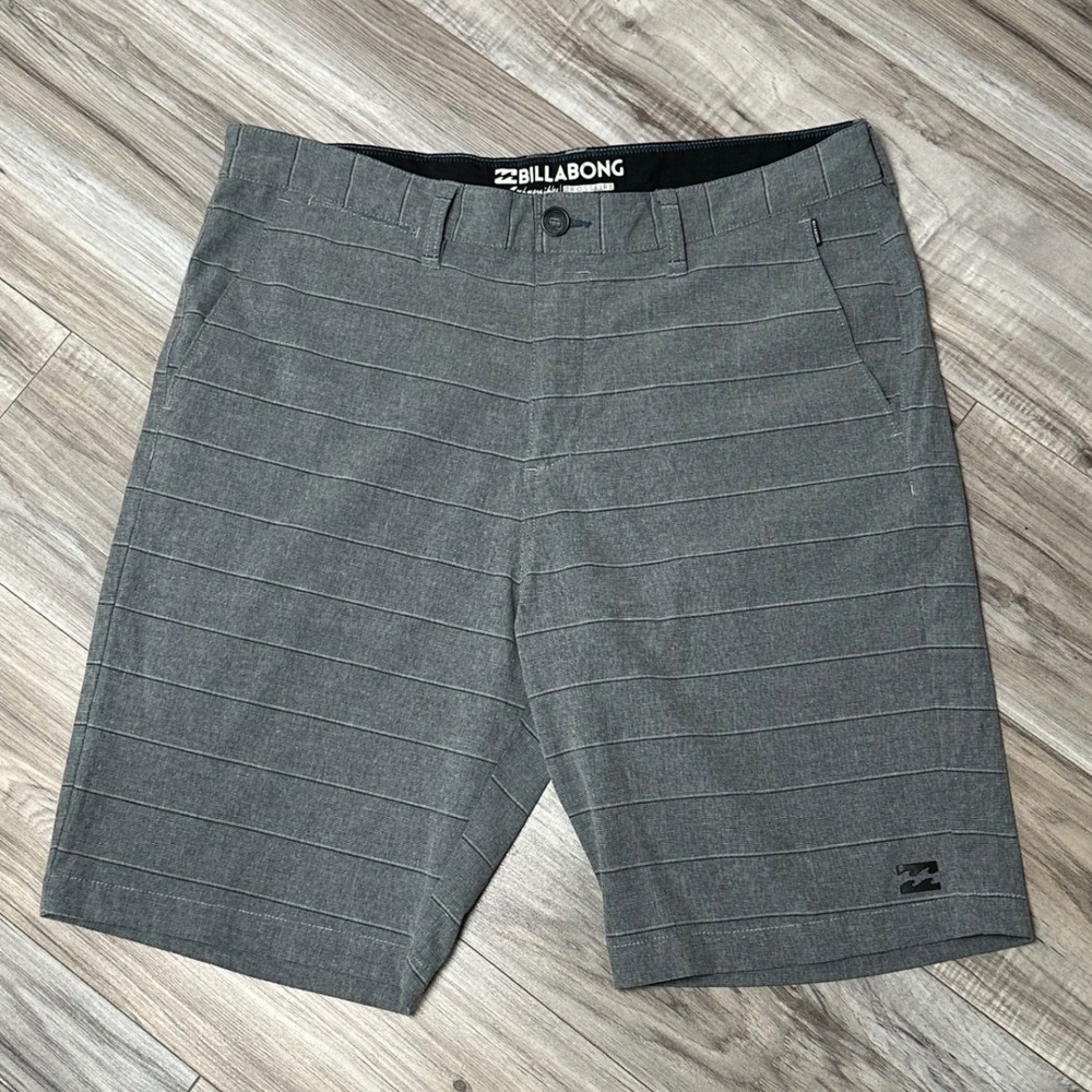Billabong Mens Submersibles Crossfire Hybrid Shorts Grey Striped Boardshorts 34